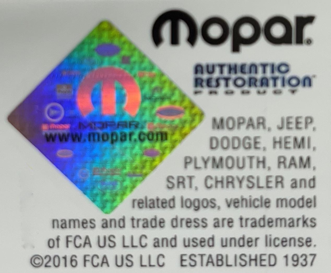 "Plymouth" Hood Script Emblem